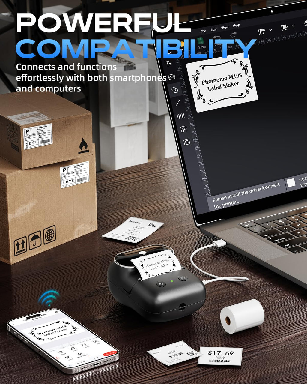 2 Inch Label Maker Machine, Bluetooth Label Printer for Home