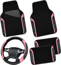 Microfiber Steering Wheel Cover and Waterproof Car Floor Mats,Leather Universal Car Combo Fit for 95%