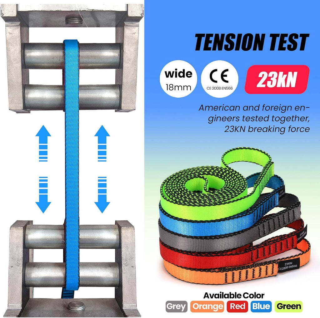 18MM Nylon Climbing Slings Runners 23 kN Strong Webbing Straps for Rock Climbing, Rappelling, Swing, Yoga Hammock etc