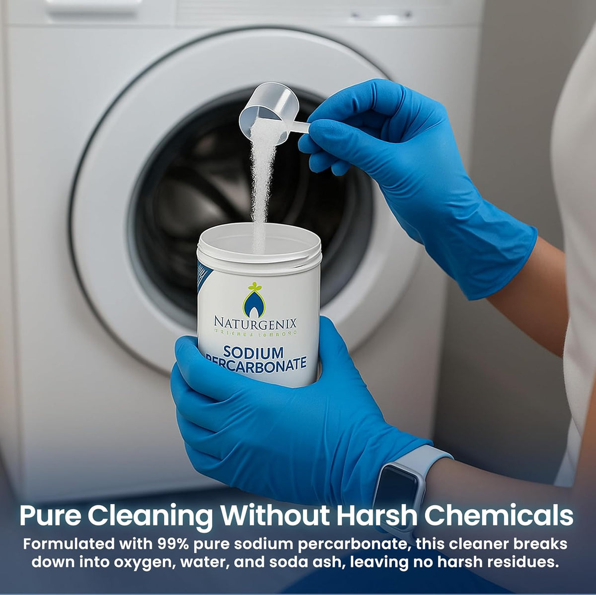Sodium Percarbonate Powder 99% Purity - Oxygen Bleach, Hydrogen Peroxide Release Cleaner for Laundry, Dishwasher