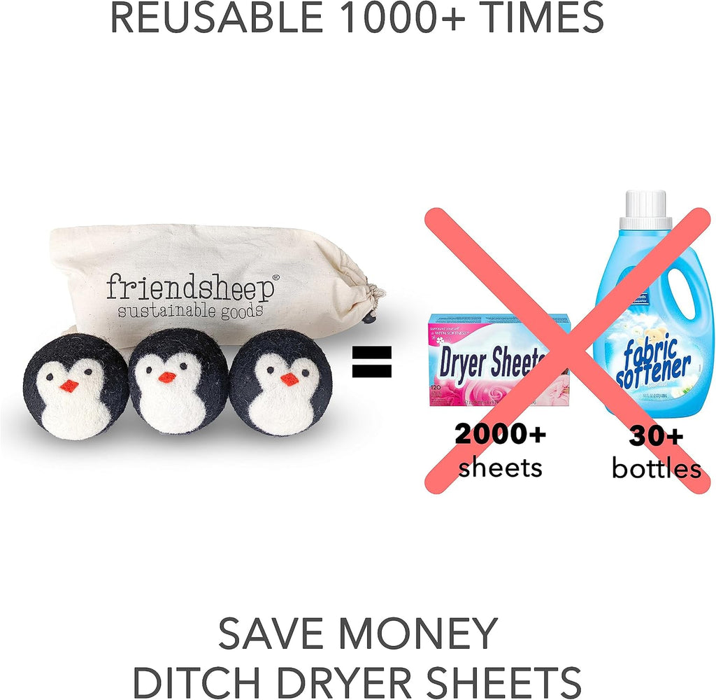 Wool Dryer Balls, Organic Reusable Fabric Softener Alternative for Laundry, Handmade, Fair Trade, Hypoallergenic