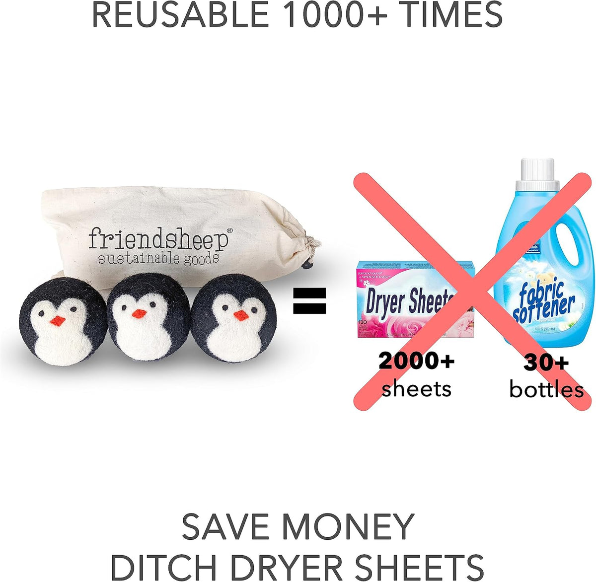 Wool Dryer Balls, Organic Reusable Fabric Softener Alternative for Laundry, Handmade, Fair Trade, Hypoallergenic