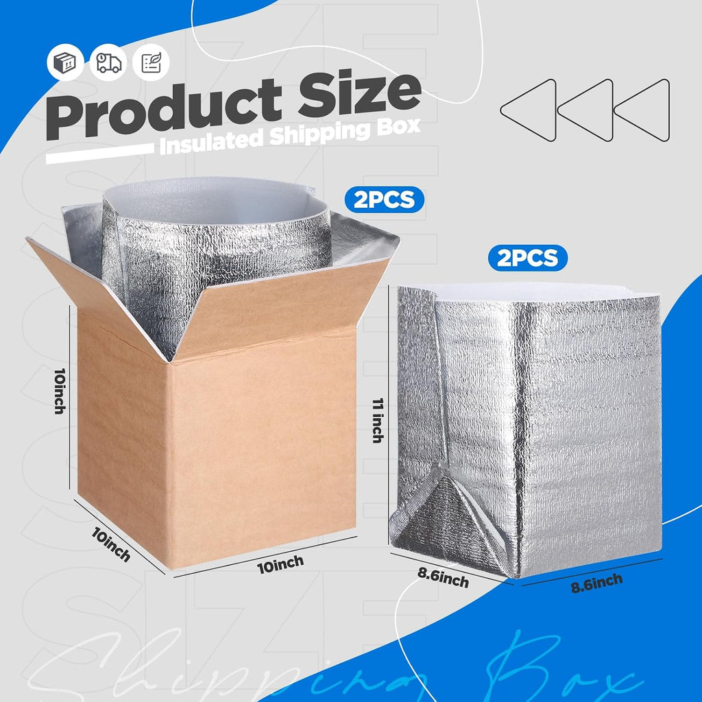 2 Pack Insulated Shipping Box with Aluminum Foil Liner Bags