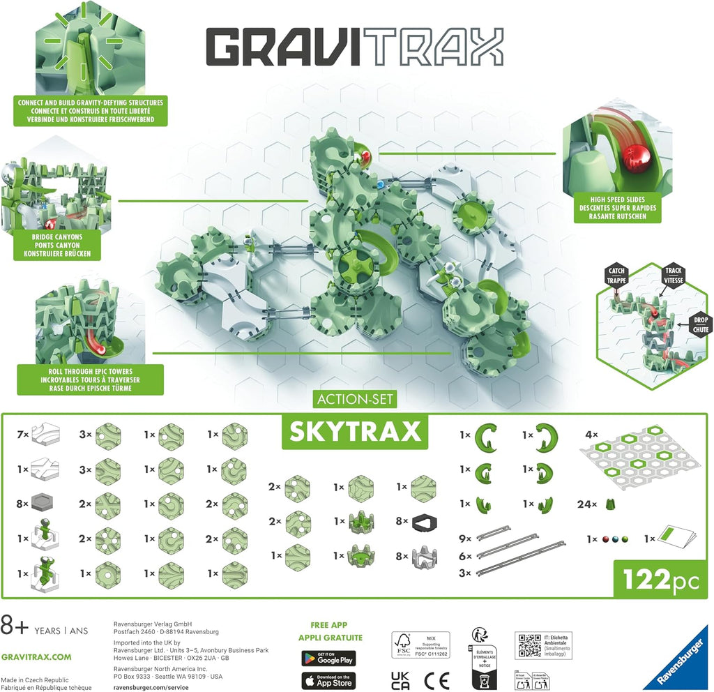 GraviTrax Action Set Skytrax | Innovative Marble Run System and Features | Marble Run and Construction Toy for Ages