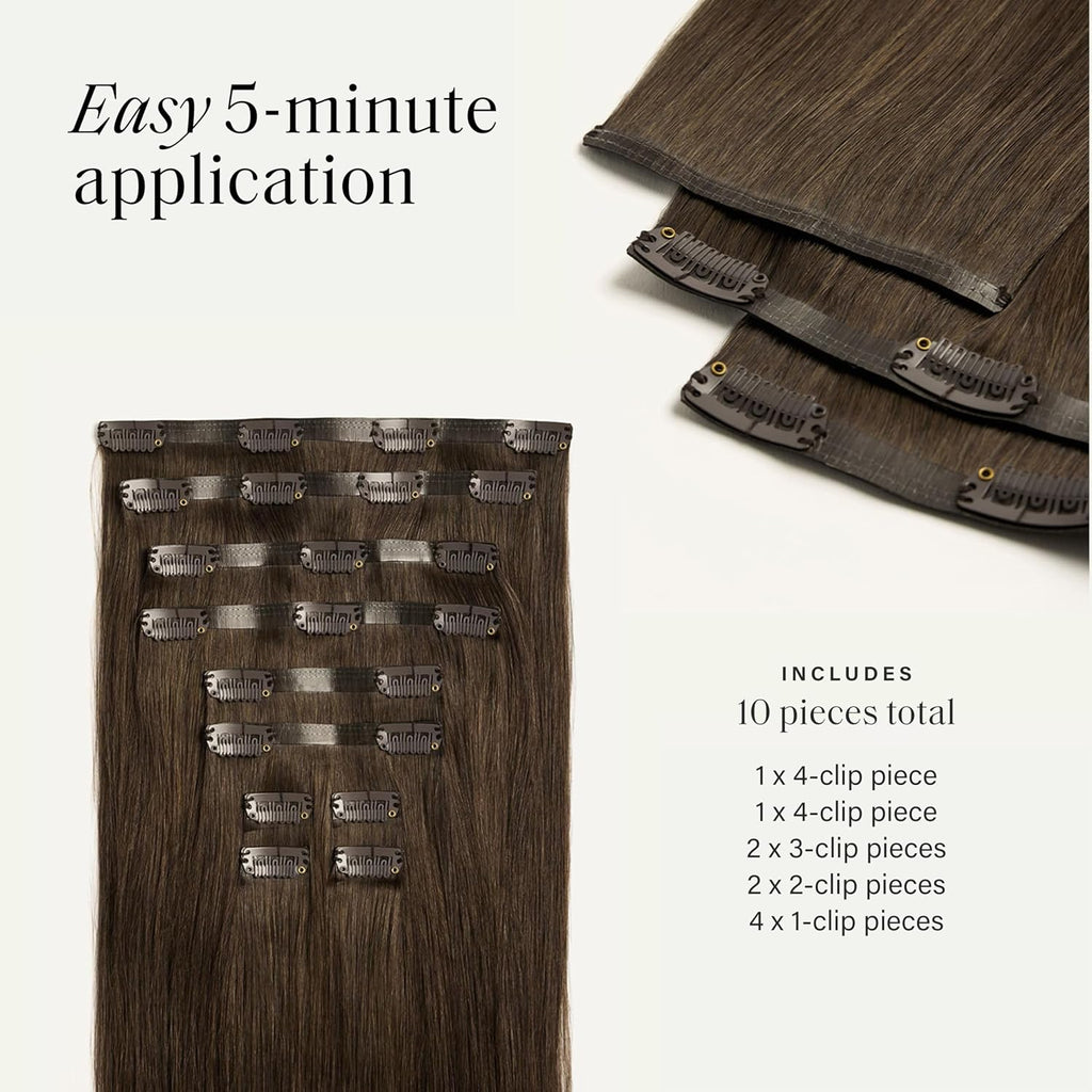 Seamless Clip-In Hair Extensions Medium Natural Brown (3N) | 20 Inches,180 Grams,Multi-Dimensional Color for Natural