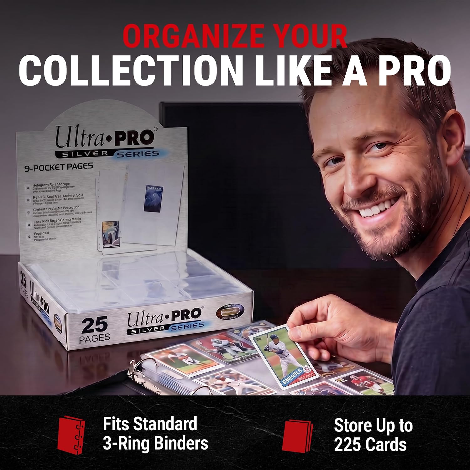 Card Pages for Binders – 9 Pocket Trading Card Binder Pages – Silver Series for Trading Cards & Collectibles –