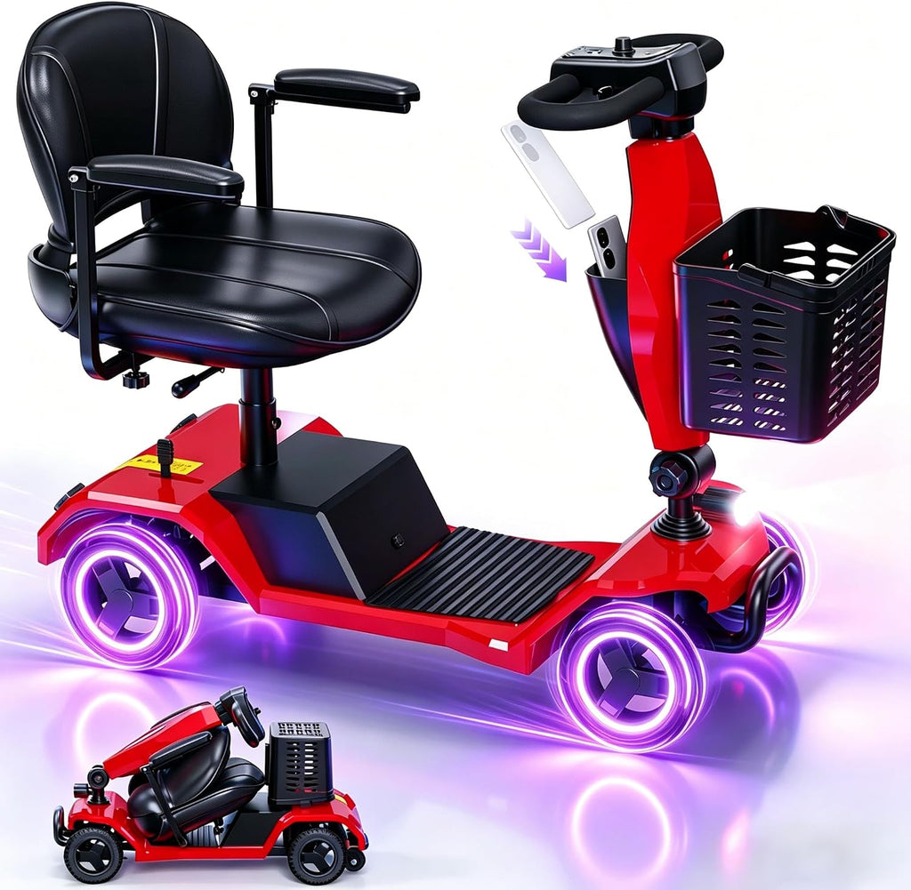 4-Wheel Foldable Mobility Scooter for Adults & Seniors,300W Motor
