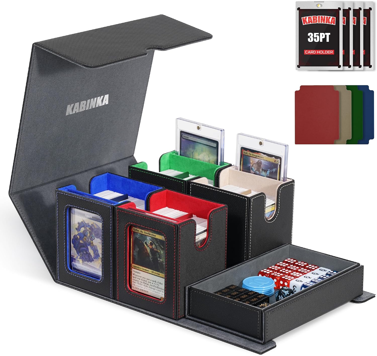 MTG Commander Deck Box, Holds 400+ Double-Sleeved Cards | 5-in-1 Card Deck Box, Patented Design, Magnetic Detachable