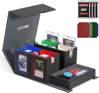 MTG Commander Deck Box, Holds 400+ Double-Sleeved Cards | 5-in-1 Card Deck Box, Patented Design, Magnetic Detachable