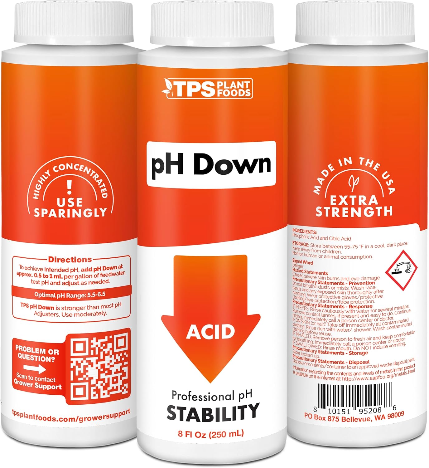 Ultra Strength pH Down, Professional Acid pH Adjuster, 8 oz | Unlocks Nutrient Uptake