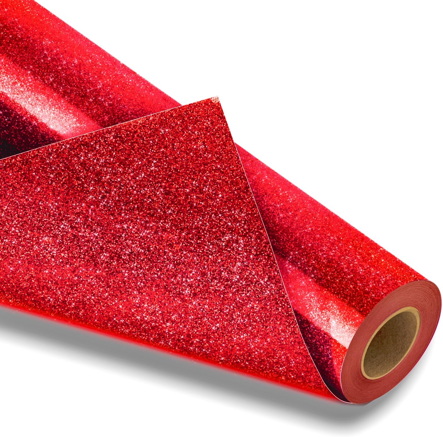 Red Glitter HTV Heat Transfer Vinyl Roll-12 x 10ft Red Glitter HTV Vinyl for T-Shirt Clothing Bags,Glitter Iron on