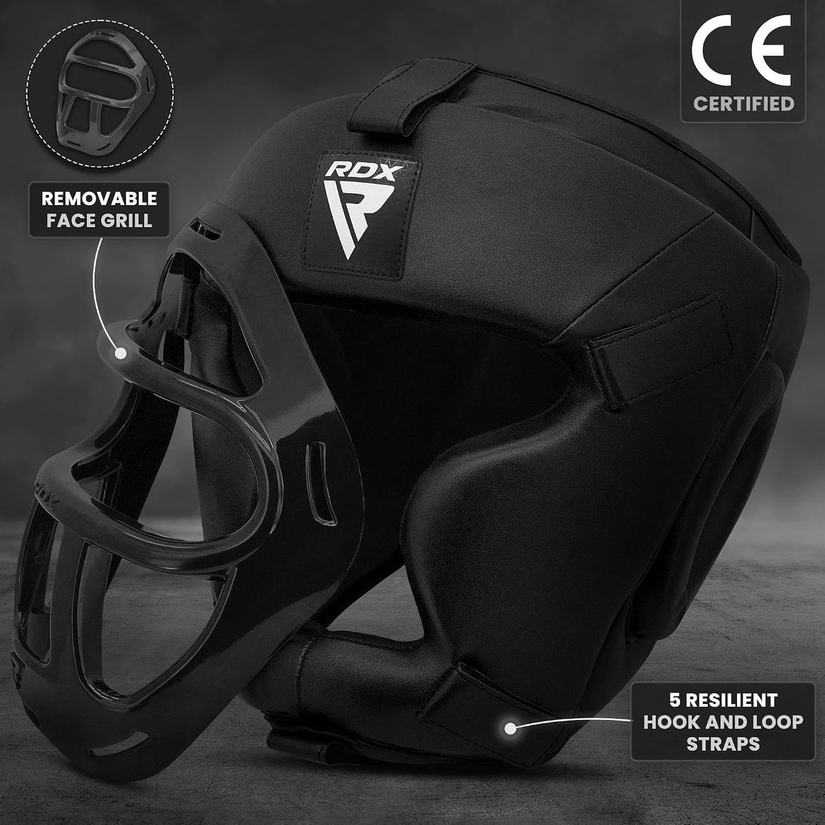 Boxing Headgear MMA Muay Thai, Removable Face Grill, Head Gear for Sparring Grappling Martial Arts Kickboxing