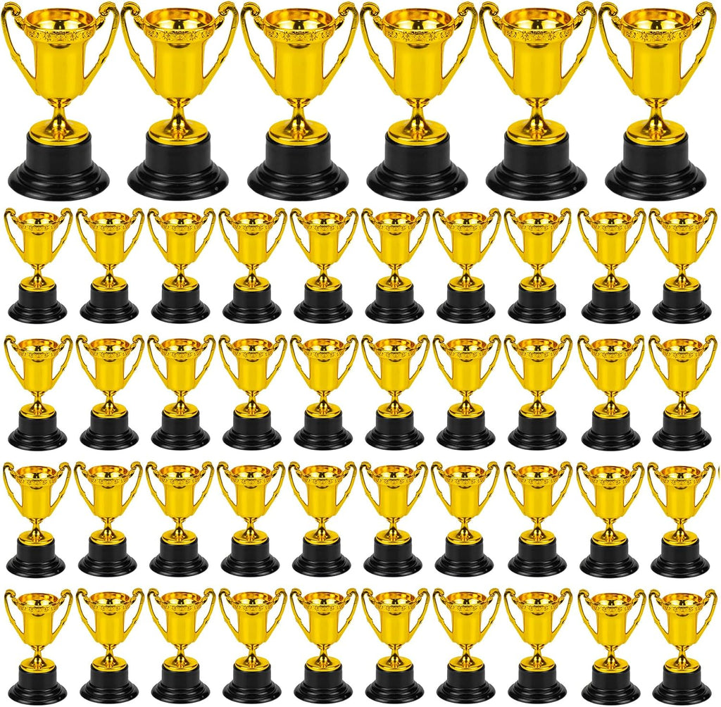 50 Pack Mini Trophies for Awards, Plastic Gold Award Trophy Cups for Kids Participation Trophy Cup Bulk for Party