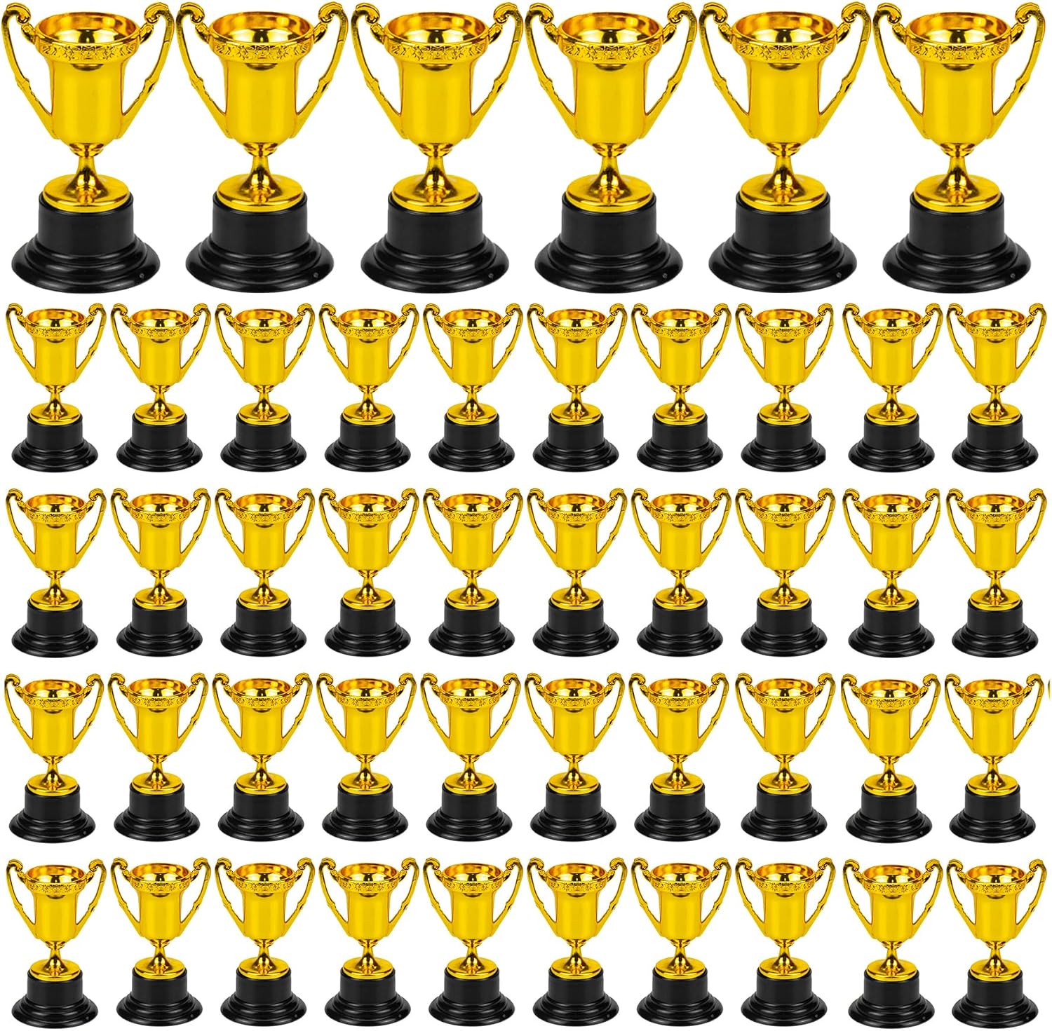 50 Pack Mini Trophies for Awards, Plastic Gold Award Trophy Cups for Kids Participation Trophy Cup Bulk for Party