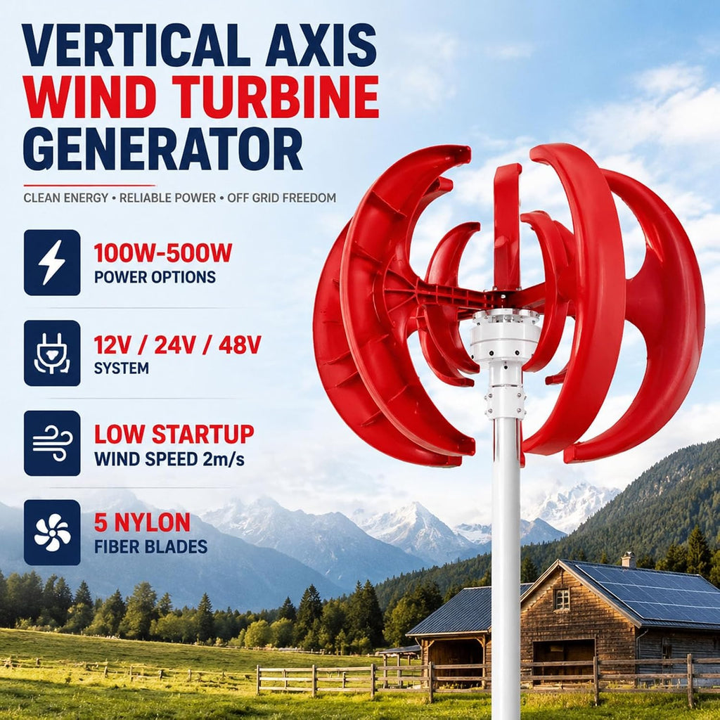 Lantern Wind Turbine Generator,500W Vertical Axis 2m/s Start Speed | Vertical Wind Turbine adopts Lantern