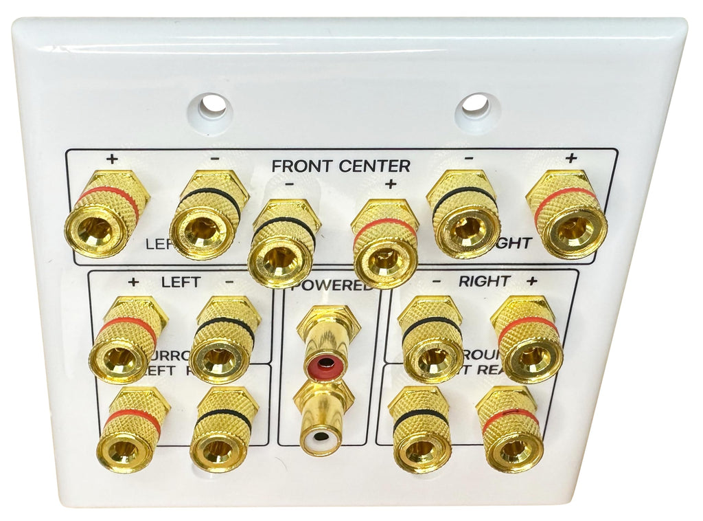 DIYTECH 7.2 Speaker Wall Plate with Gold Plated Binding Posts