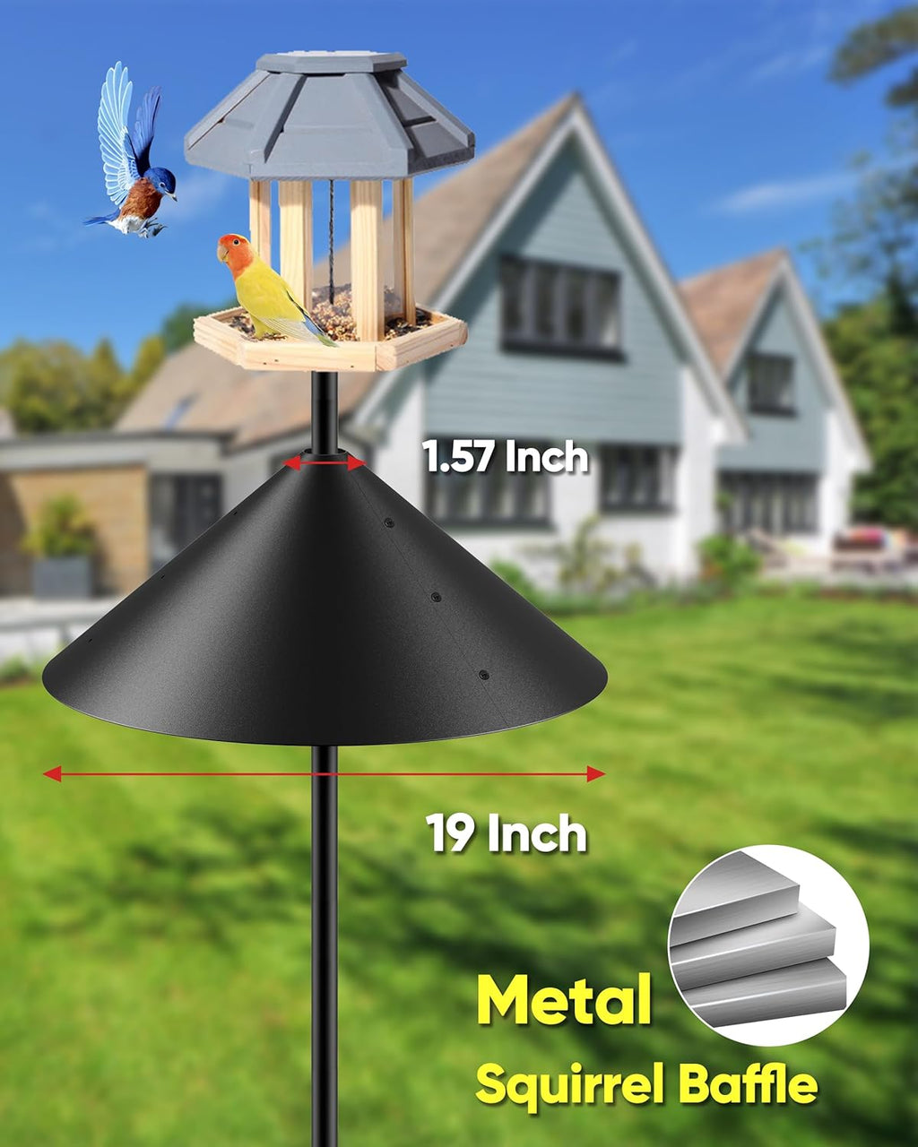 19 Inch Metal Squirrel Baffle for Bird Feeder Pole