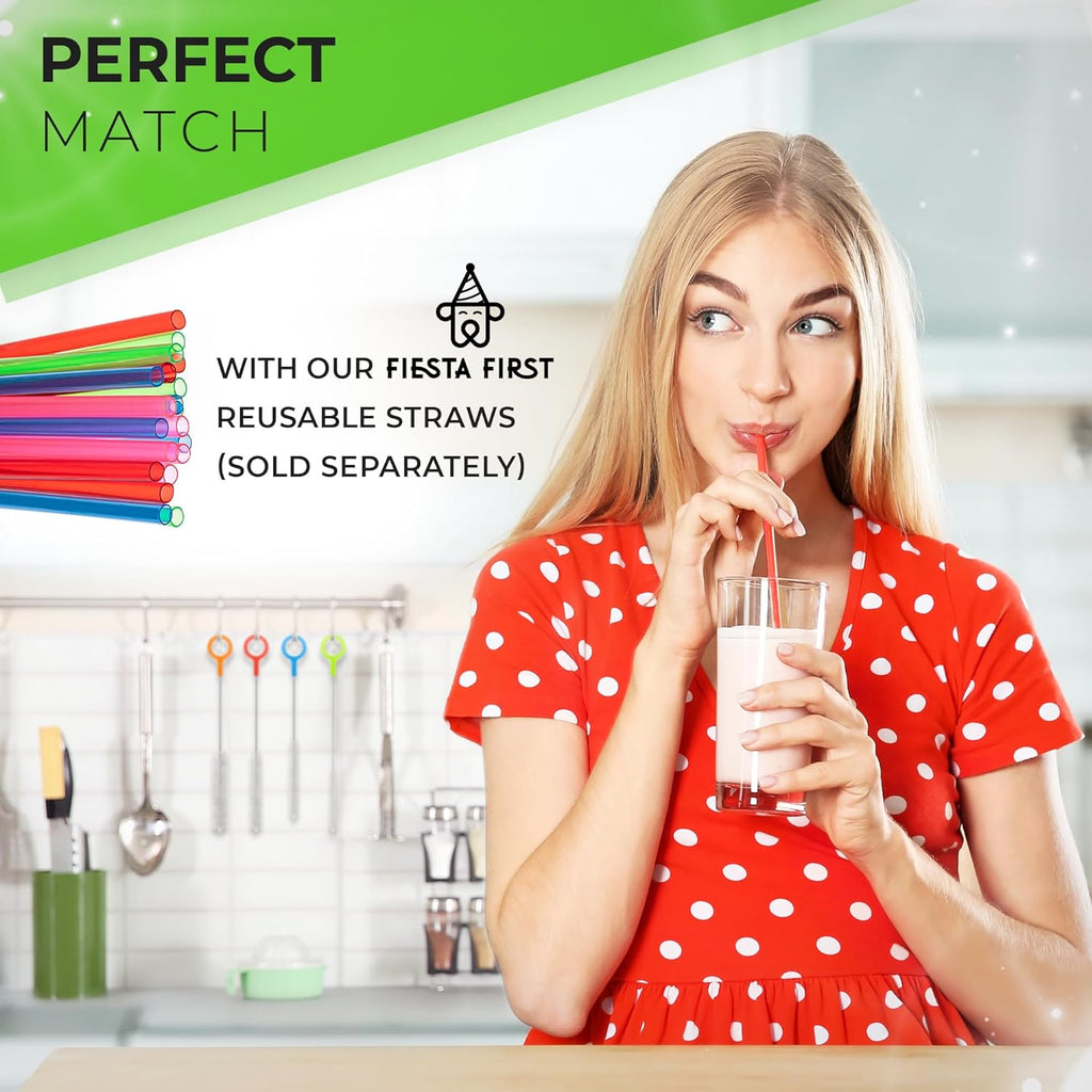 Heavy Duty Cleaning Brushes Set of 4 - Extra Long Straw Cleaners for Metal and Plastic Reusable Drinking Straws, to