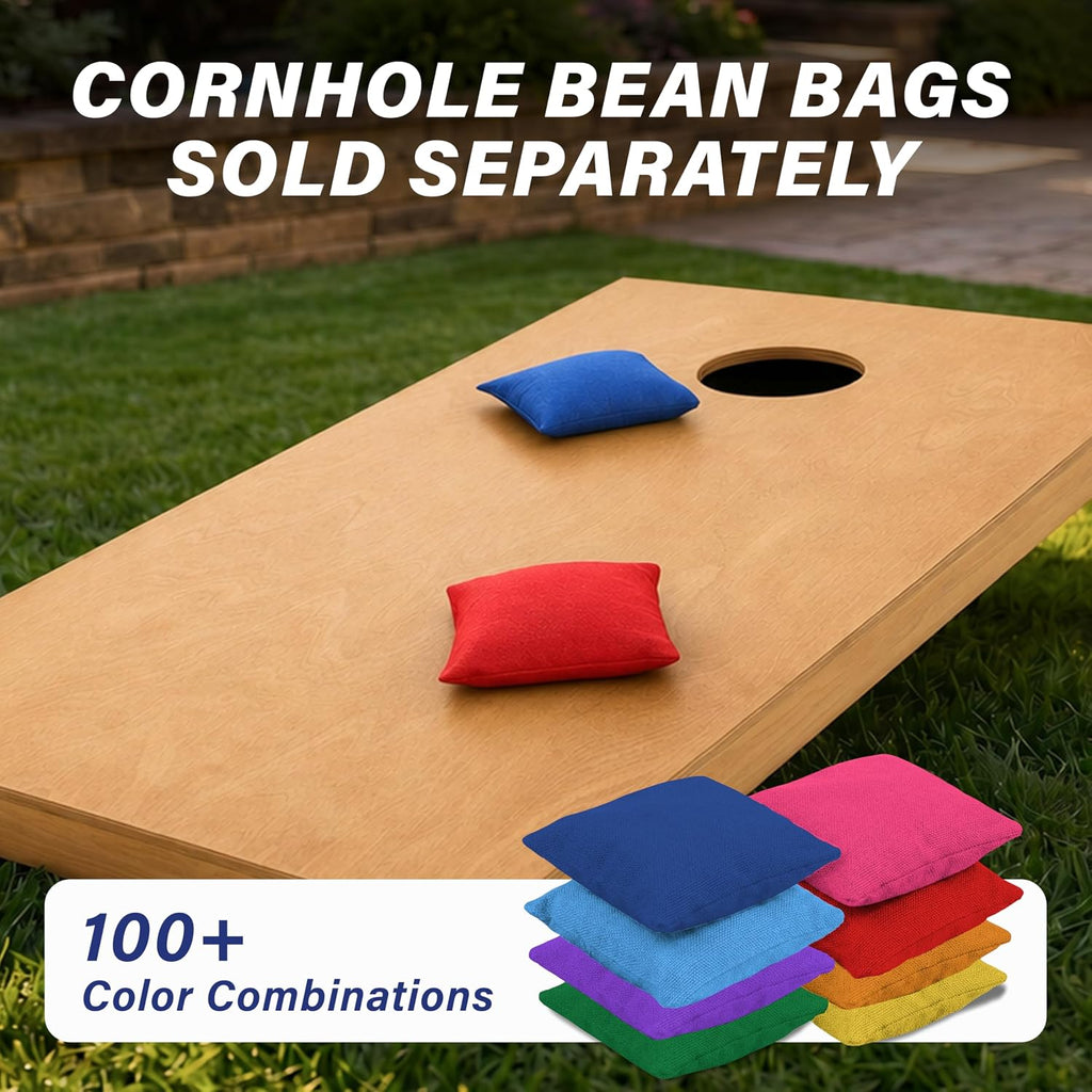 4 ft x 2 ft Regulation Size Wooden Cornhole Boards Set with Light Brown Finish - Includes Carrying Case (Choose Your