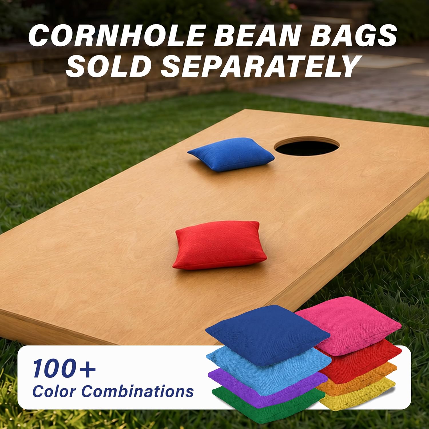 4 ft x 2 ft Regulation Size Wooden Cornhole Boards Set with Light Brown Finish - Includes Carrying Case (Choose Your