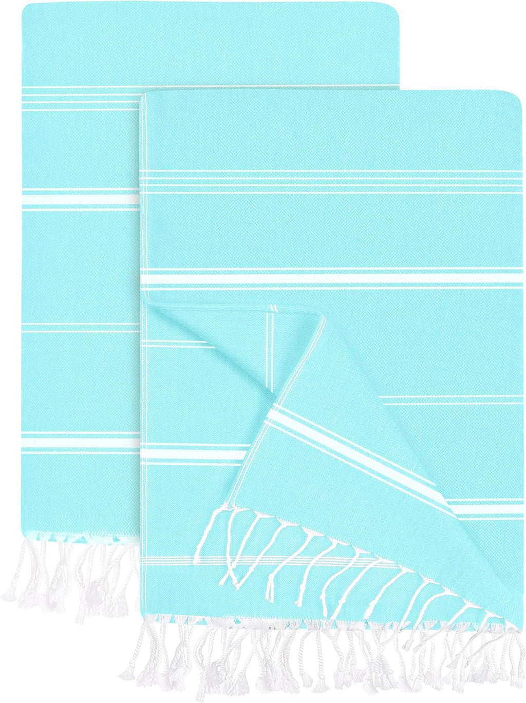 Pack of 2 Turkish Beach Towel, 40 by 72 Inches, Oversized 100% Cotton, Sand Free Lightweight Absorbent Quick-Dry