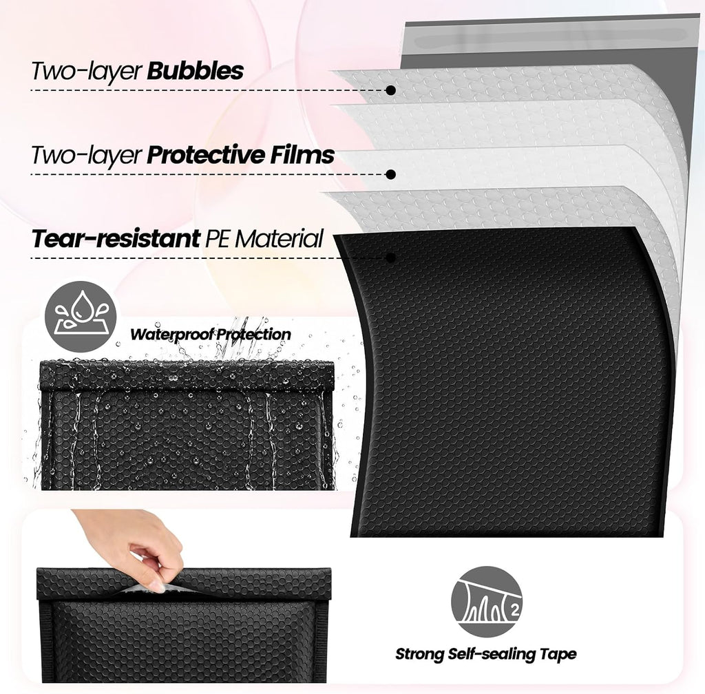 Bubble Mailers 24x24" 15 Pack Black Extra Large Padded Envelopes