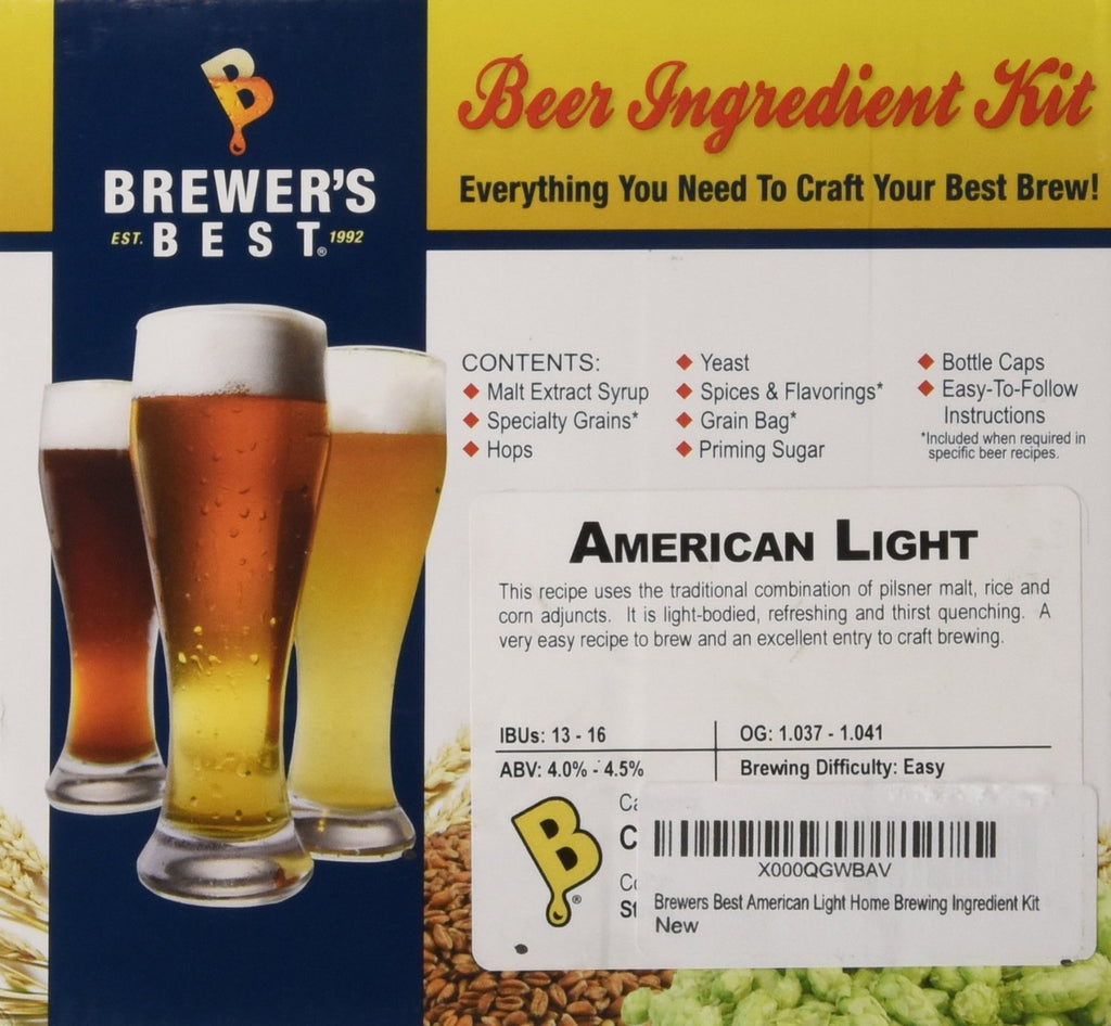 Brewer's Best - 1018 - Home Brew Beer Ingredient Kit (5 Gallon), (American Light) Yellow