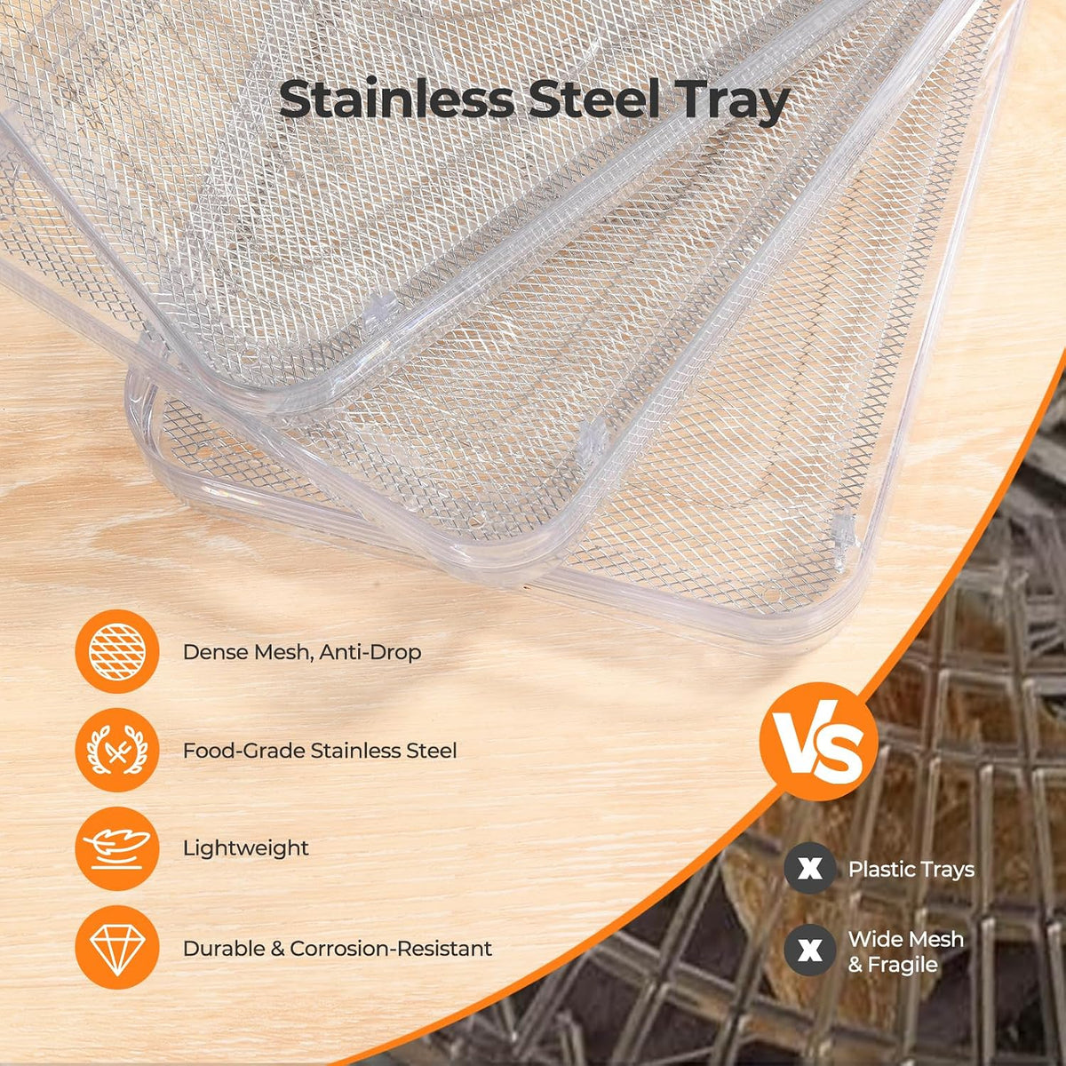 Food Dehydrator, 5 Stainless Steel Trays, 160°F Temp Control, 400W