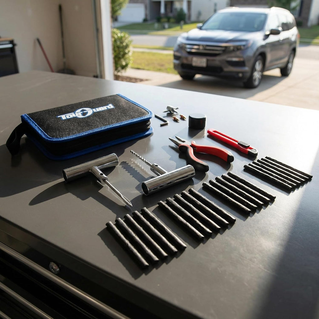 Flat Tire Repair Kit with Plugs 31 Pcs for Car, Motorcycle, ATV, Jeep, Truck, Tractor Flat Tire Puncture Repair