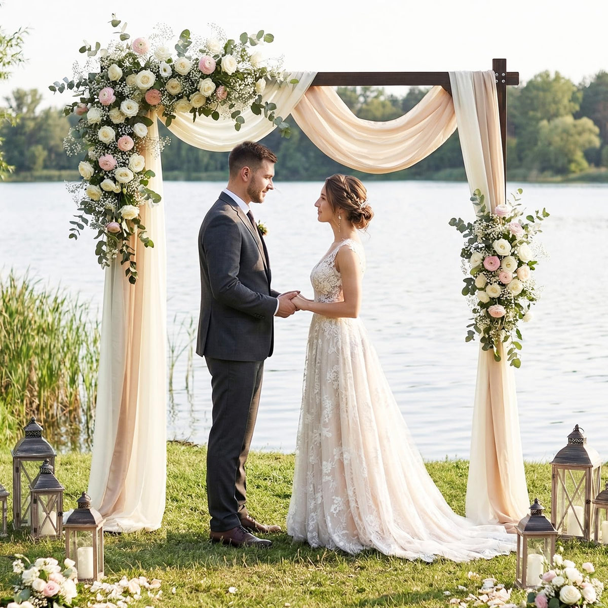 Wooden Wedding Arch, 87" Wood Arbor Backdrop Stand