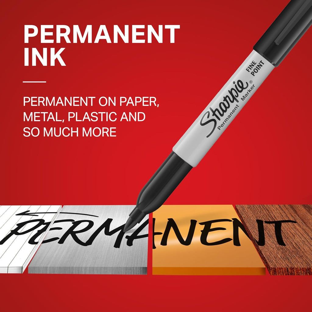 Permanent Markers, Fine Tip, Black, 12 Count - Quick Drying, Fade Resistant