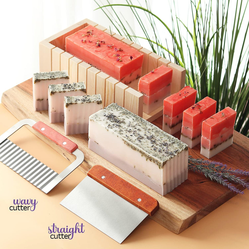 Large 𝗣𝗥𝗘𝗠𝗜𝗨𝗠 Deluxe Soap Making Kit - All-in-One Soap Making Supplies with Soap Base, Soap Cutter Box, Silicone Loaf