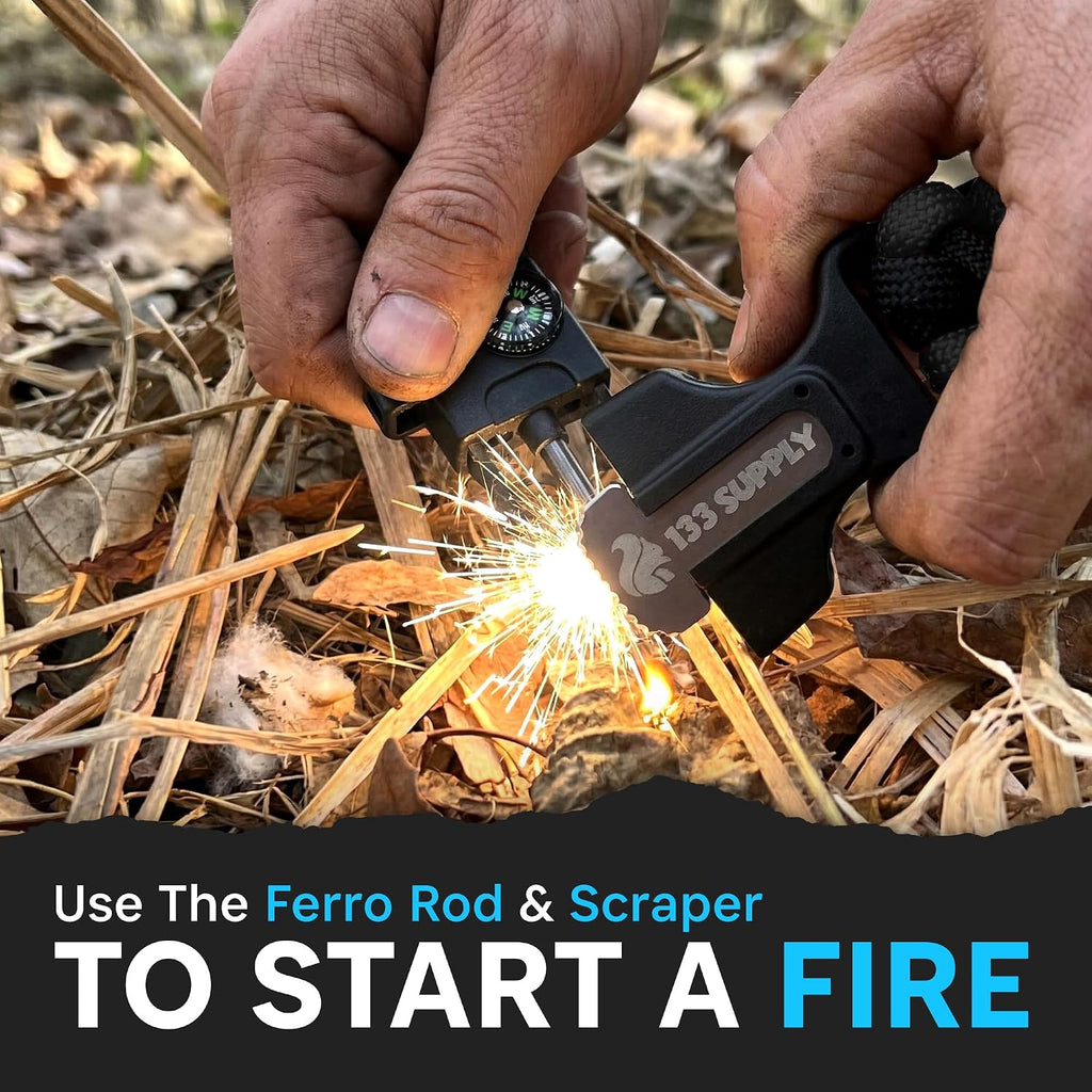Paracord Bracelet Compass Hiking Survival Kit Emergency Whistle Fire Starter Camping Gear Hiking Essentials Fishing