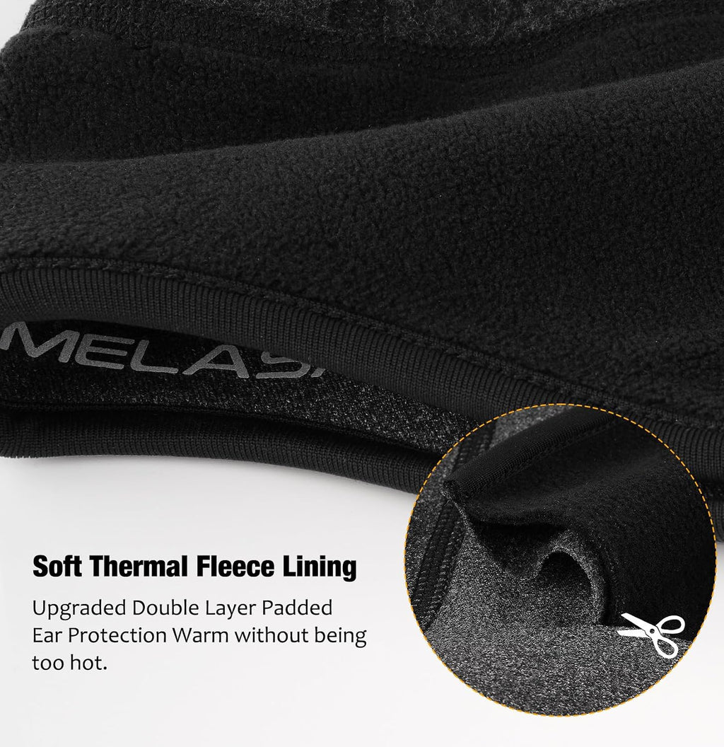Winter Helmet Liner Skull Cap, Fleece Lined Warm Cycling Cap with Glasses Holes, Thermal Hat Beanie for Men Women