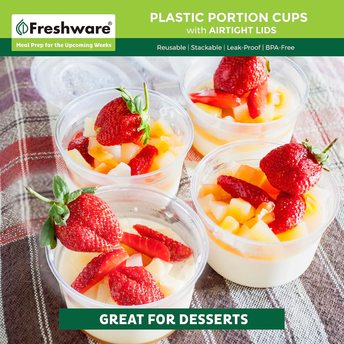 Plastic Portion Cups with Lids [4 Ounce, 200 Sets] Disposable Plastic Cups for Meal Prep, Salad Dressing, Jellos Shot