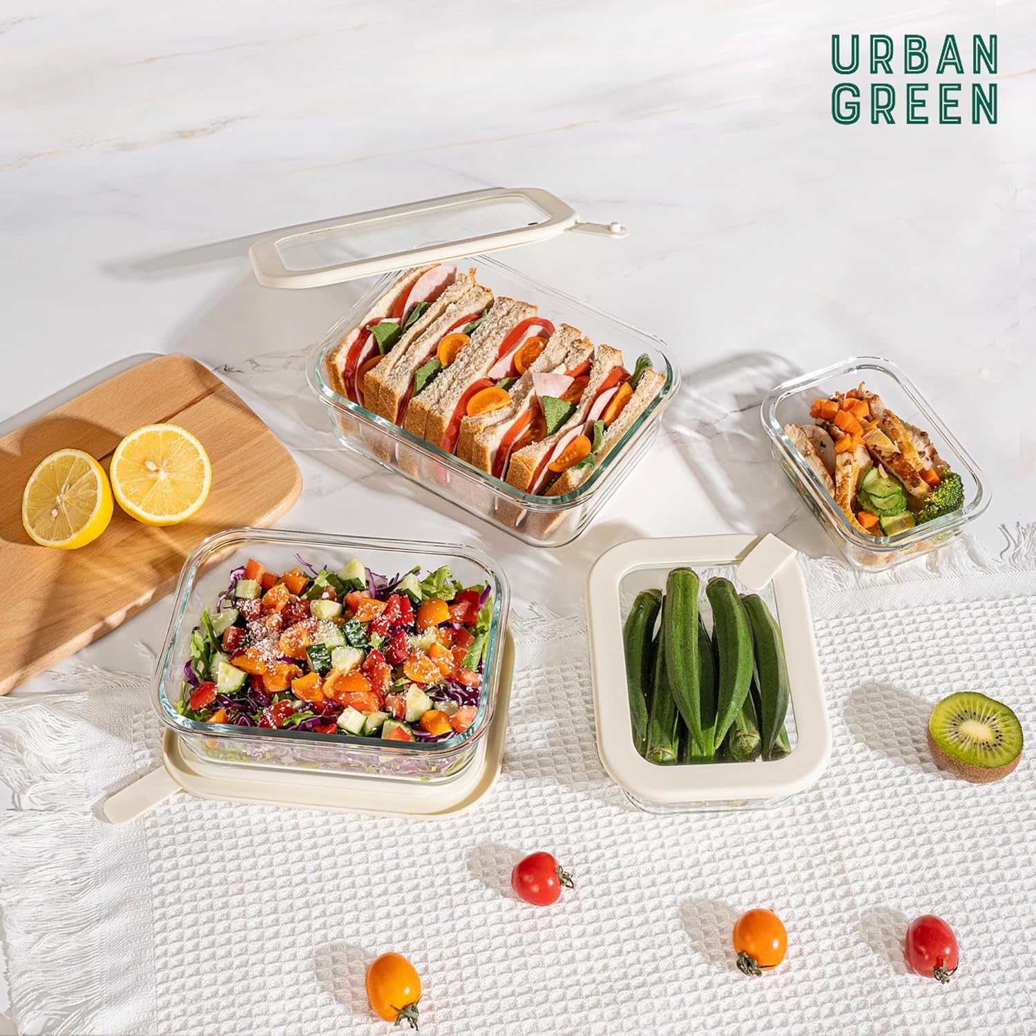 Glass Food Storage Containers with Glass Lids, Microwave Safe Food Container Set, Aitight Meal Prep Container Set