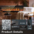 60 Inch Electric Fireplace Recessed and Wall Mounted
