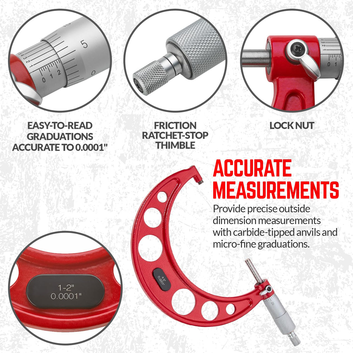 Premium Outside Micrometer Set 0-6" / 0.0001"