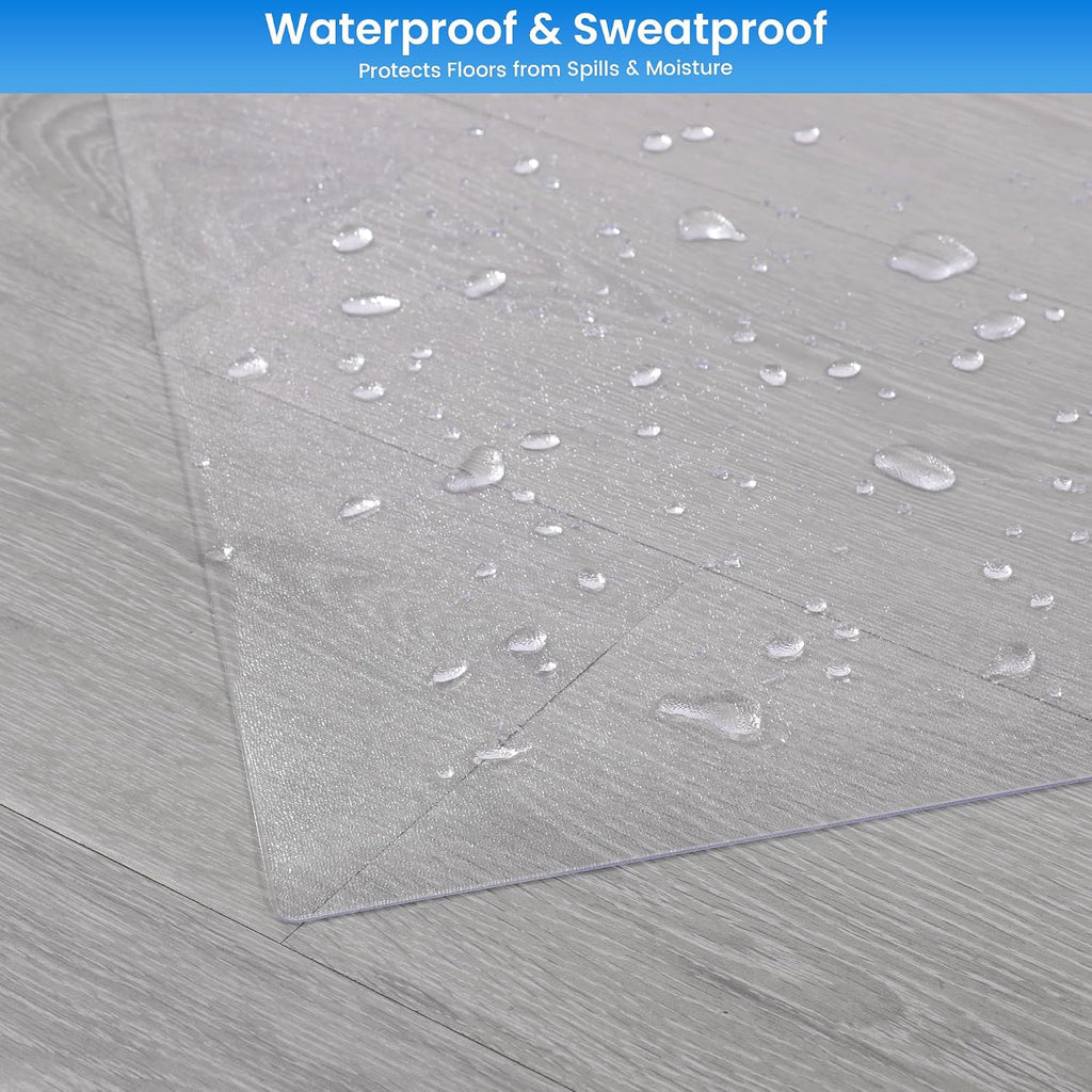 PVC Treadmill Walking Pad Mat, 100 * 35 Inch Transparent Exercise Bike Mat for Carpet & Hardwood Floors, Non-Slip