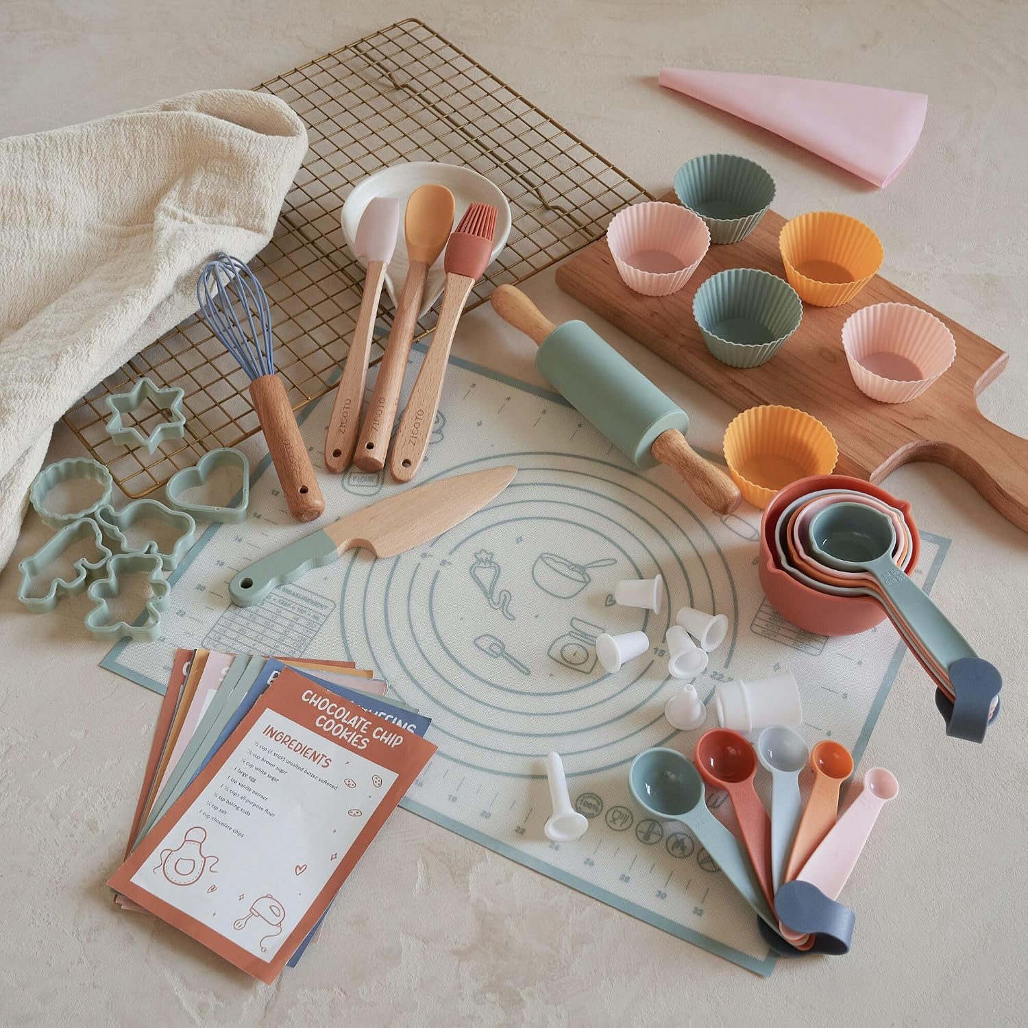 Wooden Baking Set for Kids - A Complete Set of Real Kitchen Utensils Gives Toddlers a Fun Cooking Experience