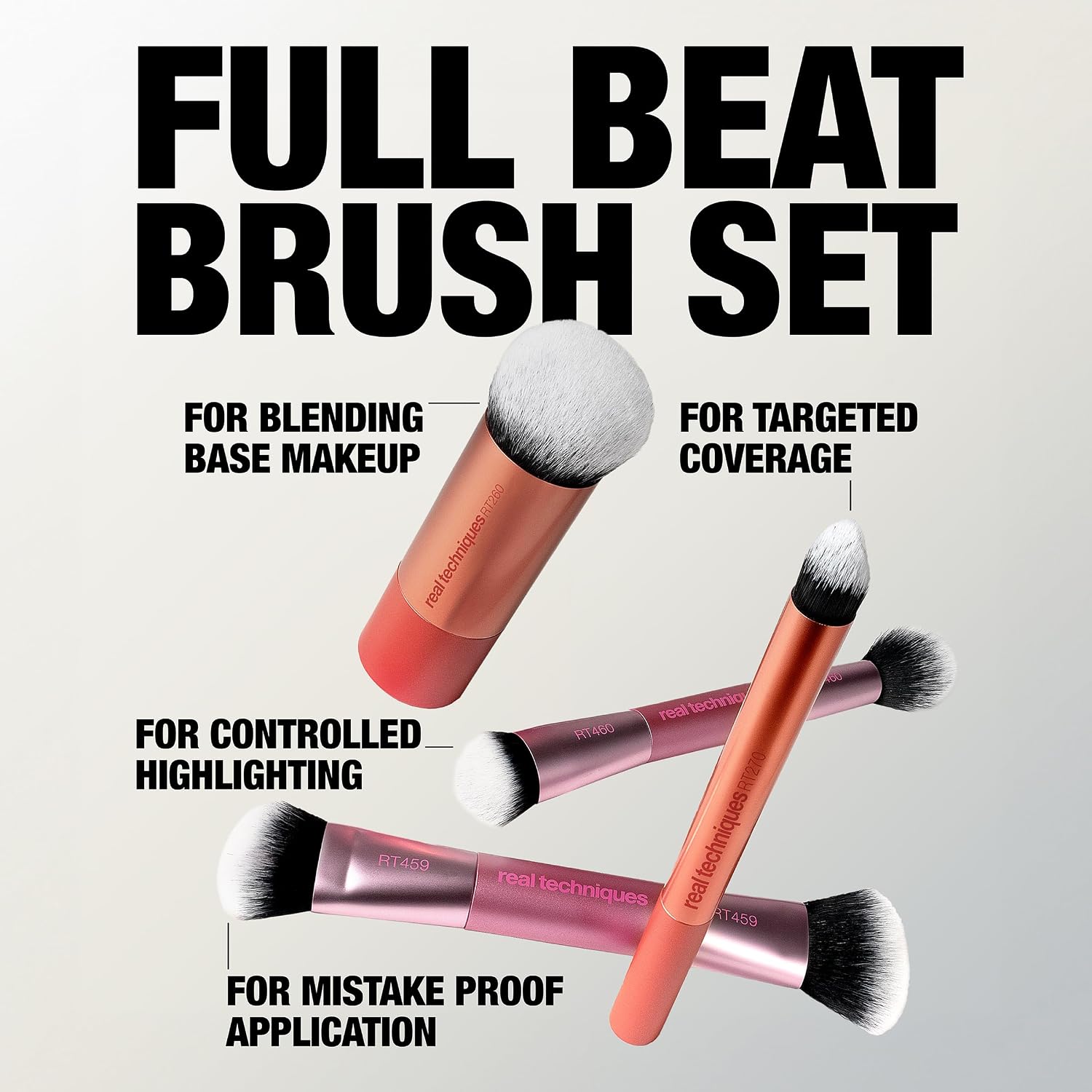 Full Beat Makeup Brush Set, 4-Piece Brush Kit | Travel-ready glam, travel makeup brush set, makeup brush kit