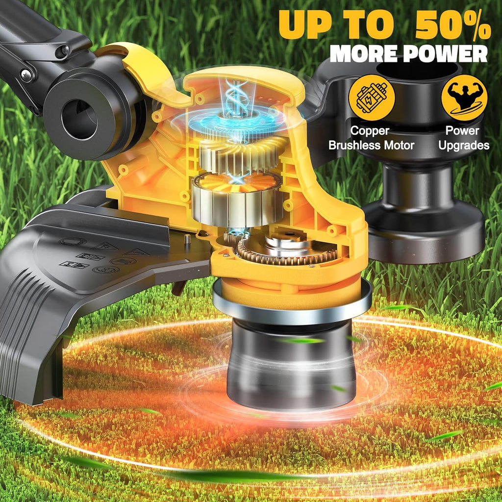 Cordless String Trimmer Compatible with Dewalt 20V (Tool Only), MtiolHig 3 IN 1 Weed Eater with Brushless Motor &