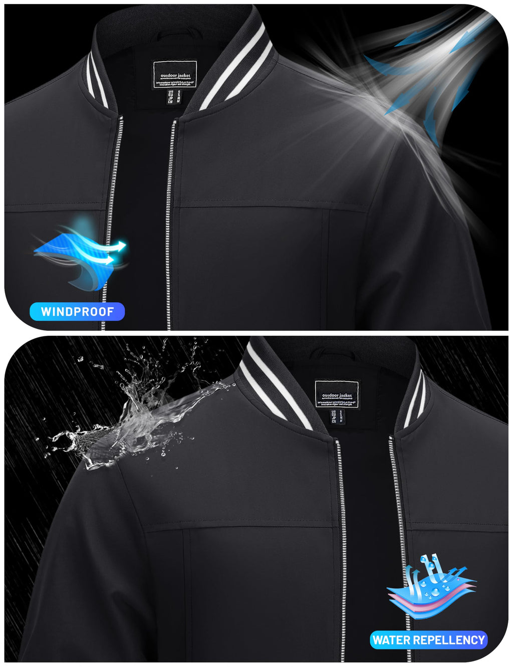 Mens Lightweight Coat Bomber Jacket Casual Spring Fall Outdoor