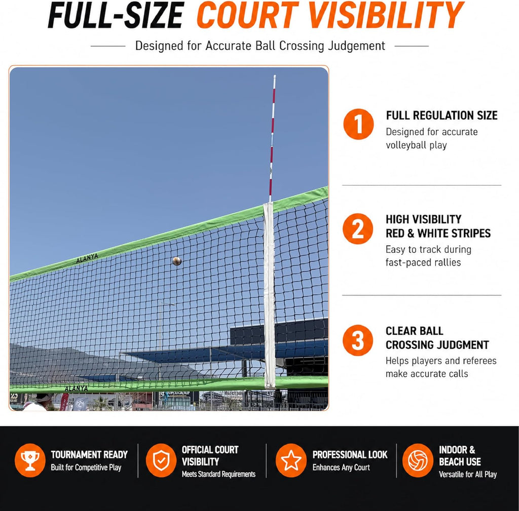 Multi-Foldable Volleyball Antenna Set – Portable Fiberglass Net Antennas for Indoor & Beach Volleyball – Regulation
