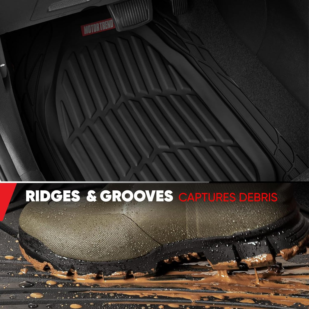 FlexTough 4-Piece Heavy Duty Floor Mats for Cars Trucks SUVs, Automotive Floor Mats Car Mats Full Set Front, Rear &