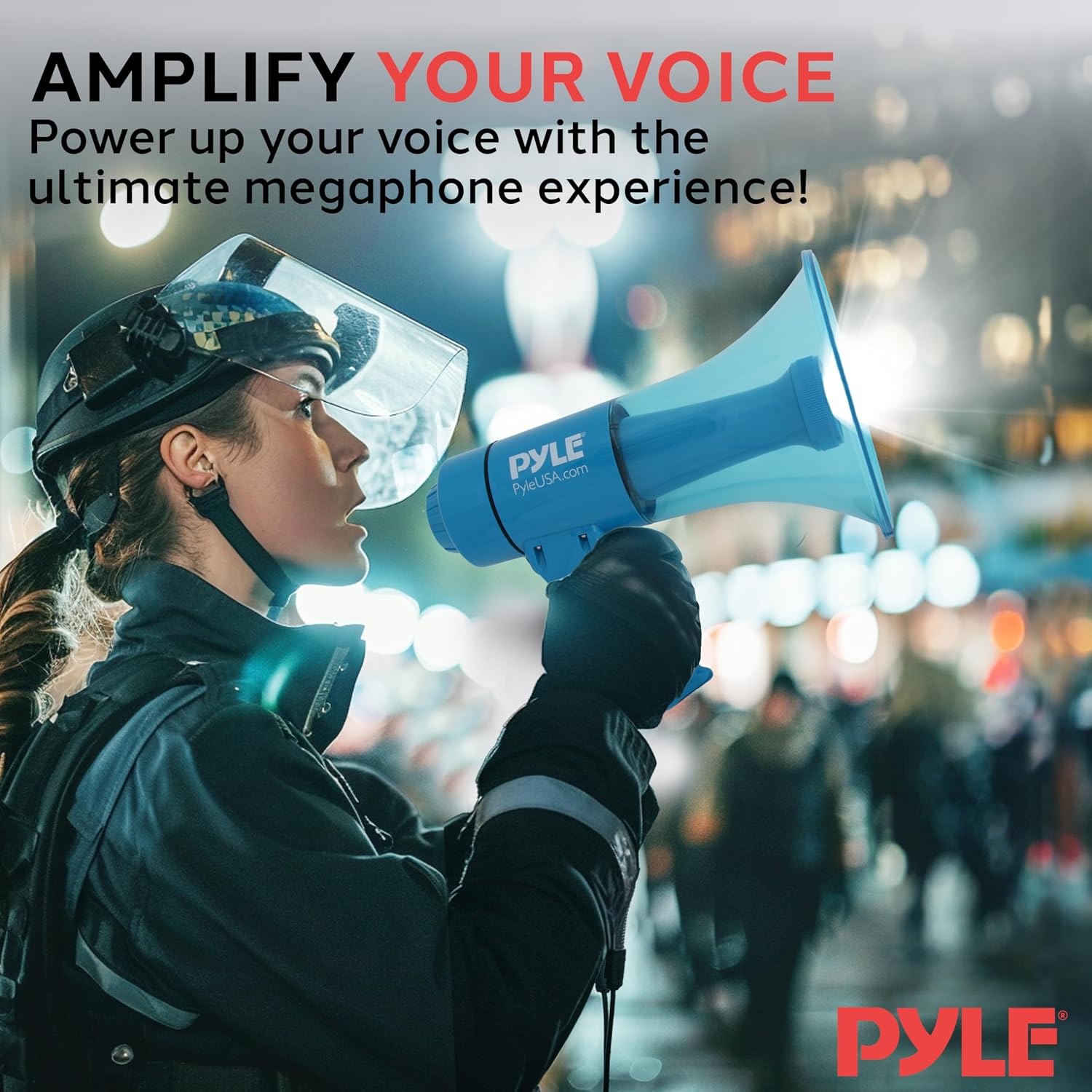 Rechargeable Megaphone Speaker with Flashlight, 40W Portable Bullhorn Megaphone with Siren Alarm, Water Resistant