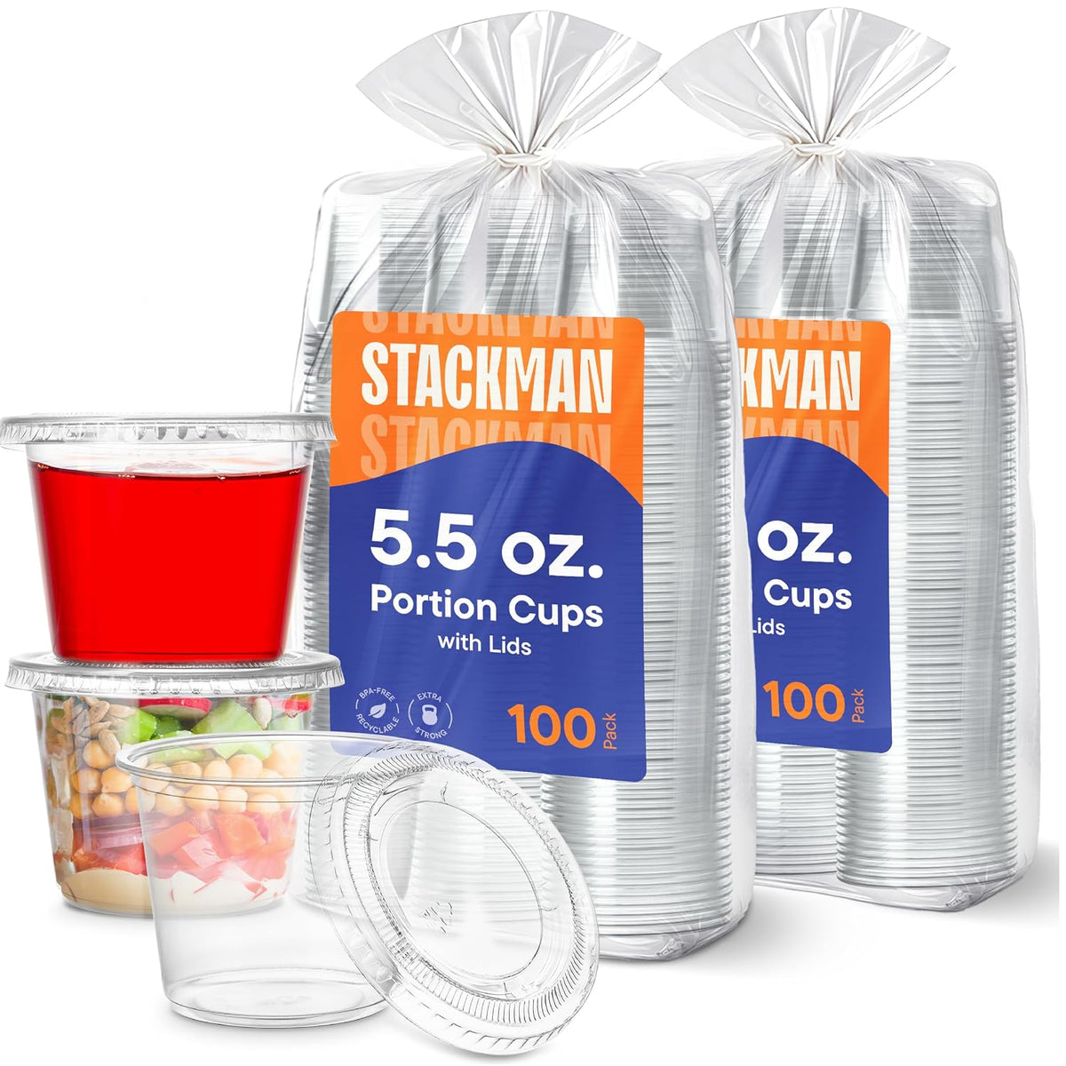 (200 Sets - 5.5 oz.) Plastic Cups, Clear Portion Snack, Yogurt, Parfait Cups, Pudding Cups, Souffle Cups, Dessert