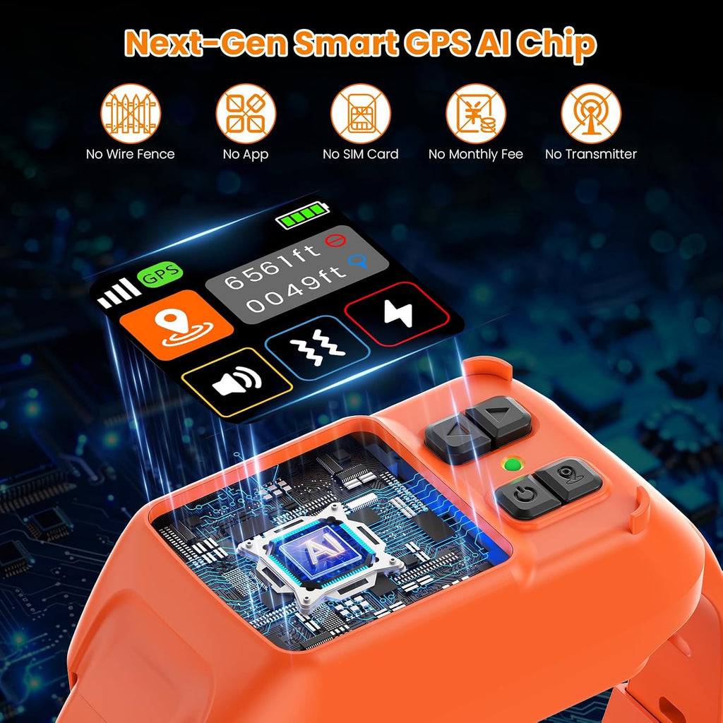 GPS Wireless Dog Fence for Medium Large Dog Custom Boundary No Subscription