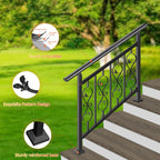 Adjustable Unique Design Handrails for Outdoor Steps, Black