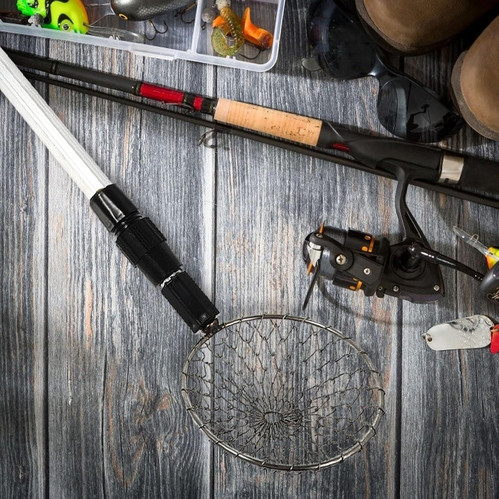 Telescopic Winter Fishing Strainer Steel Wire Net with Rod